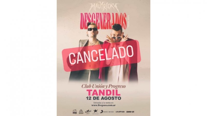 Se suspendió el recital de Mau y Ricky en Tandil